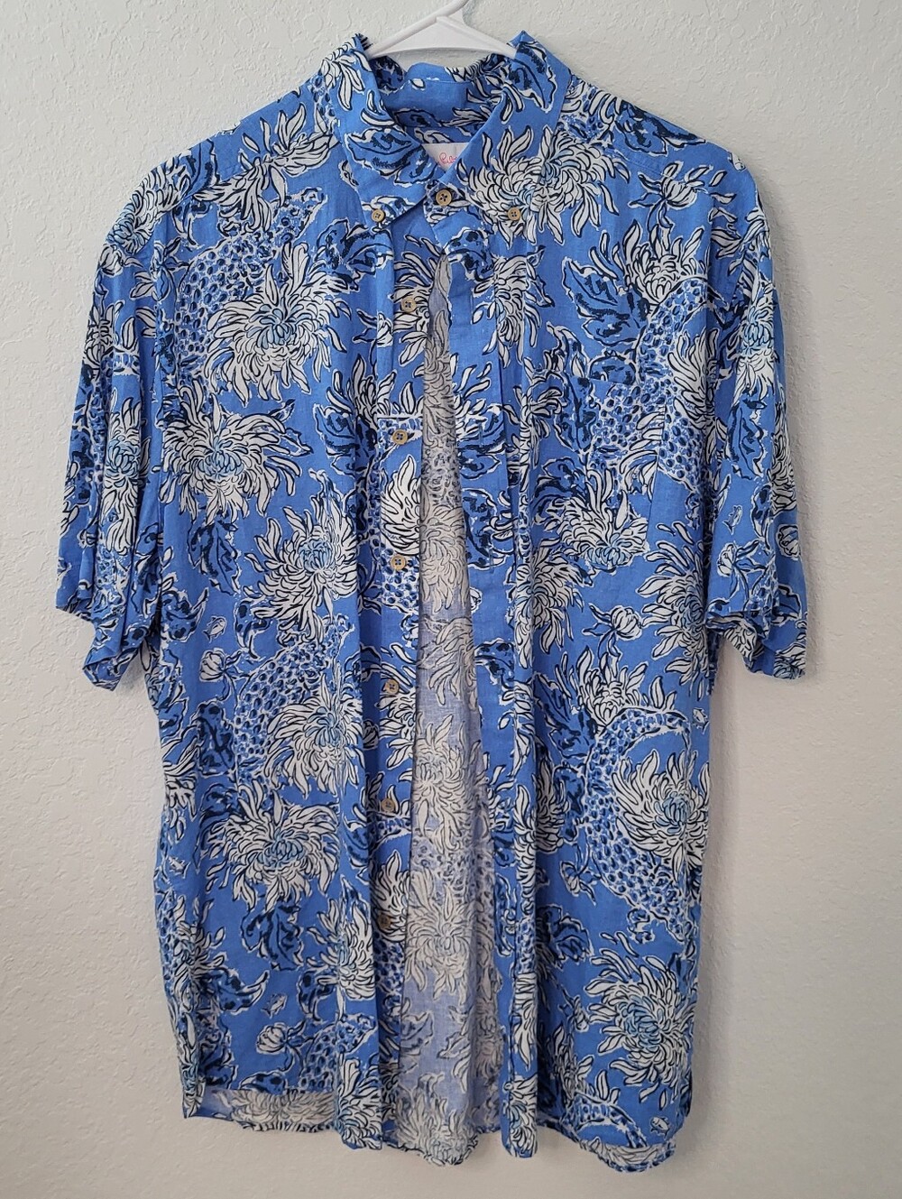 Southern Tide Lilly Pulitzer Croc it Lock it Camp Shirt size L Beach Vacation